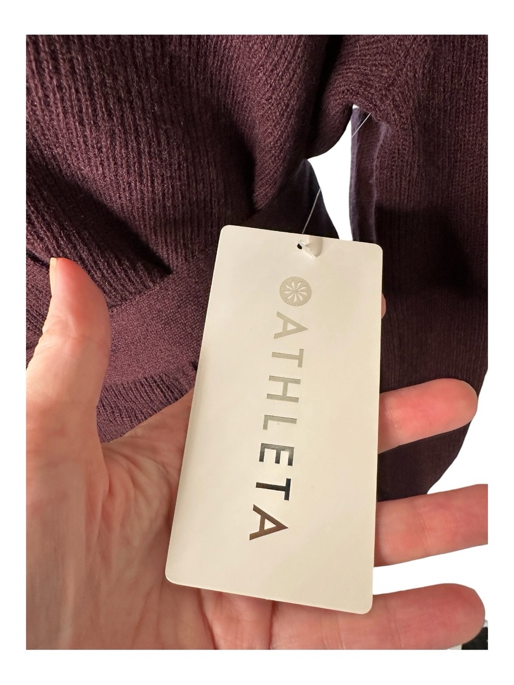 Athleta Alpine Wrap Sweater Size Small Merino Wool Cashmere Burgundy Plum New - Picture 10 of 13